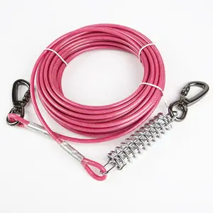 Xinjieda Custom Large Reflective 10/30/20/25/15 ft Dog Runner Dog 7x7 Galvanized Wire Rope Tie Out Cable Pink