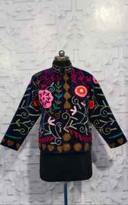 Latest Vintage Long Suzani <b>velvet</b> <b>Jacket</b> <b>Women</b> Elegant Casual Hand Embroidered Winter Coat Cozy Cardigan Dress Beach Free - Product Image 2