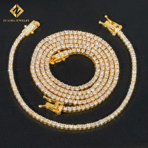 USA Cổ Hot Bán Iced OUT 2Mm Dây Chuyền Quần Vợt 925 Sterling Bạc Vvs Đồ Trang Sức Mỹ Moissanite Quần Vợt Chuỗi Người Đàn Ông Phụ Nữ - Product Image 5