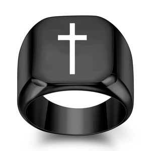 Cross <b>Ring</b> 18MM Square Gold Women's Fashion Jewelry Gift Geometric Shape - Product Image 4