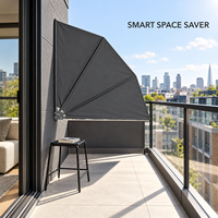 Paravent de balcon d'appartement 140x140CM, auvent pliant mural avec goupille de verrouillage pour terrasse en hauteur