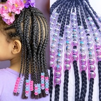 Vente en gros de 60 pièces/ensemble de perles pour cheveux pour la décoration de tresses synthétiques, accessoires pour tresses d'enfants, bijoux pour cheveux, anneaux pour cheveux