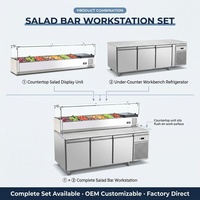 Réfrigérateur commercial 7*GN Pan avec couvercle en verre transparent, vitrine de présentation réfrigérée pour comptoir, sandwichs, pizzas, salades