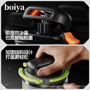 Boiya Stainless Steel Tumbler 1000Ml Ceramic Inner Liner <b>Insulated</b> Travel <b>Mug</b> With Handle For Men - Product Image 5