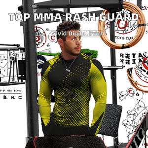Wholesale Top Sell for Eco-Friendly Long Sleeve MMA Rash Guard <b>Custom</b> <b>Design</b> Stylish Men's <b>Compression</b> Sportswear Bjj 220g - Product Image 2