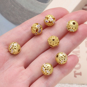 Perles en cuivre creuses motif nuage porte-bonheur, rondes avec trou traversant, pour la fabrication de bracelets, accessoires de bijoux DIY, vente en gros - Product Image 3