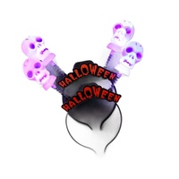 Serre-tête fantaisie en plastique en forme de citrouille d'Halloween, avec accents fantômes, accessoire de scène, coiffe lumineuse pour fête effrayante