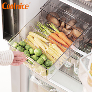 Plastic Stackable Storage Boxes Freezer Drawer Kitchen Container Fridge Bins Refrigerator Organizer