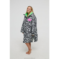Robe de bain pour adulte en nylon écologique imperméable avec doublure en sherpa fluorescent vert léopard, coupe-vent, pour paddle board, séchage rapide