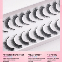 10 paires de faux cils en vison synthétique naturel, légers, pour usage quotidien, bande noire douce, volume naturel, pour débutants G007