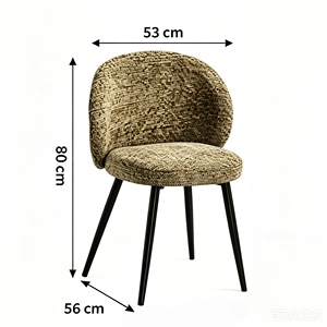 Chaise de salle à manger à dossier incurvé en tissu bouclé, chaise d'appoint avec pieds en métal, sièges décoratifs pour salle à manger, maison, hôtel - Product Image 4