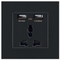 Enchufe de Pared con Doble Puerto USB 2.1A, Panel de 86mm, Enchufe Universal de 13A con Múltiples Orificios para Hogar, Oficina, Hotel, Montaje en Pared