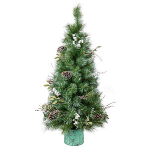 Co-Arts PE Mini sapin de Noël artificiel en pot de 4 pieds avec pommes de pin - Product Image 1