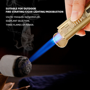 Encendedor de Cigarrillos JH Sin Logotipo, Elegante con Punzón, Fácil de Transportar, <span class=keywords><strong>Triple</strong></span> Llama, Estilo Vintage - Product Image 3