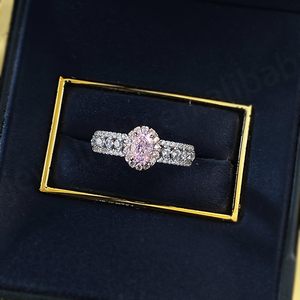 S925 argent plaqué rhodium haut laboratoire diamant 4*6 Pigeon oeuf bague pour femme diamant rose diamant jaune bagues fines - Product Image 3