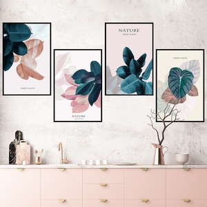 โรงงานขายส่งราคาชีวิตที่เรียบง่ายภาพวาดนามธรรมพฤกษศาสตร์ใบศิลปะพิมพ์ชุดของ3กันน้ำผ้าใบโปสเตอร์พิมพ์ไม่มีกรอบ - Product Image 3