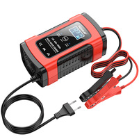 Chargeur de batterie intelligent FOXSUR 12V 5A pour moto et voiture, avec fonction de réparation par impulsions et écran LCD