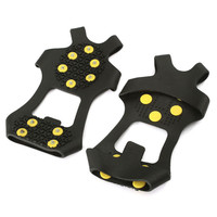 Crampons antidérapants pour la neige et la glace - Caoutchouc silicone durable avec 10 crampons en acier - Noir - Sports et jeux