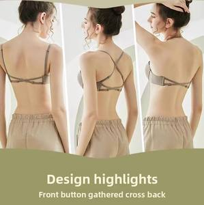 Bikini hermoso para mujer, bragas de anillos sólidos sin Acero, hebilla frontal grande sin marcas, push-up, pecho pequeño, Frente antiflacidez - Product Image 3