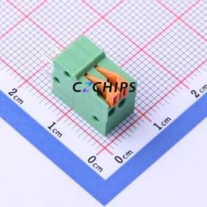 JL141V-25402GA1 Spring Terminal Block Through hole Component (THT),P=2.54mm Connector 1x2P 2.54mm Green Through Hole - Product Image 1