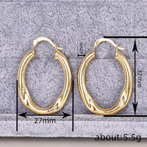 Pendientes de aro dorados de Santorini, aleación de zinc, estilo clásico, joyería de moda unisex E4454 - Product Image 6