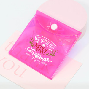 Pochette enveloppe en plastique holographique rose de haute qualité avec bouton pour emballages cadeaux de Noël, sacs pour bonbons avec logo personnalisé - Product Image 2