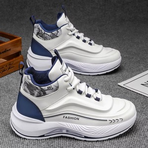 Men's High-Top Trendy Board <b>Shoes</b> Thick Soled Height Increasing Anti-Slip Waterproof Comfortable Breathable-for Spring Mesh - Product Image 3