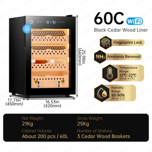 Cigarloong 300 pcs Cigar Humidor kỹ thuật số LED ánh sáng nhiệt độ độ ẩm kiểm soát Cedar gỗ Cigar tủ - Product Image 6