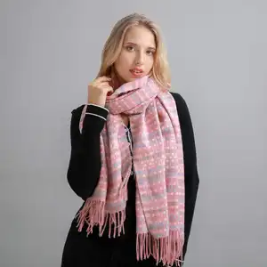 2023 Mới Đến Cơ Bản Tua Đầy Màu Sắc Kiểm Tra Dệt Phụ Nữ Mùa Đông Hồi Giáo Pashmina Khăn Phụ Nữ Khăn Hijab Cầu Nguyện Khăn Choàng