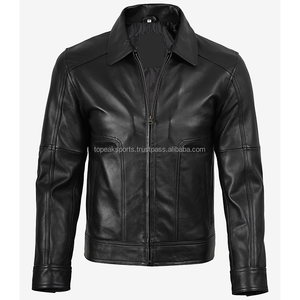 แจ็คเก็ตหนังวัวแท้สีดำคุณภาพสูงสำหรับผู้ชาย ปี 2026 OEM รุ่นยอดนิยม MOQ ต่ำ แฟชั่นฤดูหนาว แจ็คเก็ตฤดูหนาวแบบมีฮีตเตอร์ - Product Image 1