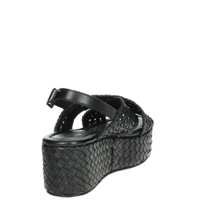 Sandali neri con tacco con soletta in PU con cinturino alla caviglia a punta aperta impermeabile funzione di aumento di altezza comoda per la stagione estiva - Product Image 3