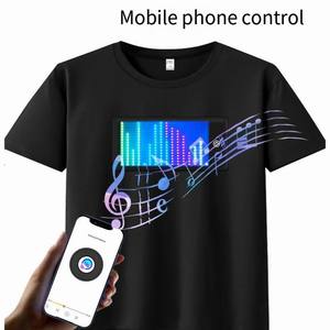 T-Shirt in Cotone 100% con Display LED RGB Programmabile Liberamente da Smartphone, per Testi, Grafiche e Animazioni, per Uomo e Donna - Product Image 1