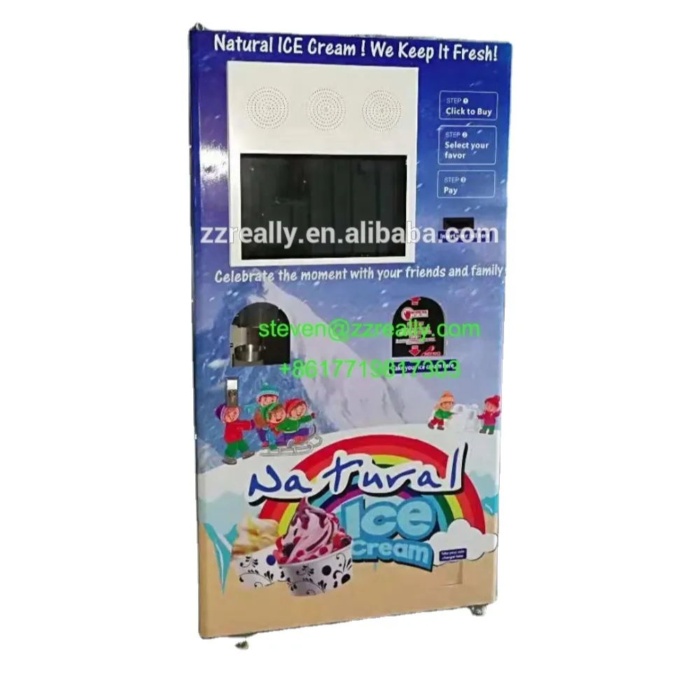 Máquina de venda automática a moedas operada máquina de venda automática do gelado da tela 2024 grande para o gelado