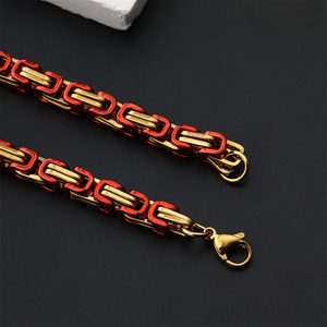 <span class=keywords><strong>Cadena</strong></span> bizantina para hombre de 6MM, <span class=keywords><strong>cadena</strong></span> gótica Punk Rocker Biker, <span class=keywords><strong>cadena</strong></span> pesada urbana, collar rojo de acero inoxidable PVD sin deslustre - Product Image 4