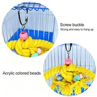 Jouet pour perroquet fait main personnalisable en fer, coton et lin, léger et durable, avec perles colorées, anneau suspendu et perchoir pour cage à oiseaux