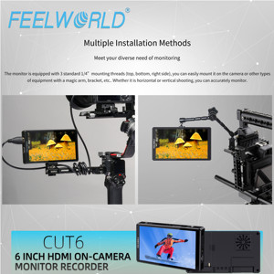 Monitor de campo de cámara FEELWORLD CUT6 DSLR, FHD IPS de 6 pulgadas, entrada HDMI 4K, pantalla táctil, descuento por pedido a granel - Product Image 5