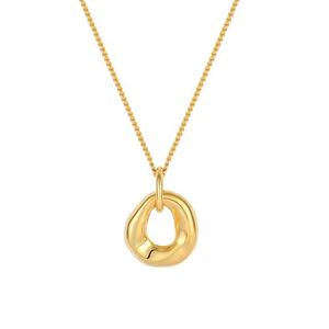 Women's S925 Pure <b>Silver</b> 18K Gold Plated <b>Necklace</b> With Light Luxury Irregular Circle Pendant Fine Chains Jewelry Accessories - Product Image 1