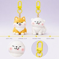 Porte-clés breloque en PVC souple personnalisé OEM, vente en gros directe d'usine, motif duo de chiots Shiba Inu mignons et kawaii