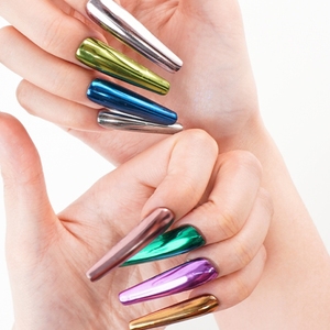 OEM Kosmetikqualität Mehrfarbiges Spiegeleffekt Glänzendes Chrom-Pailletten-Nagelpulver für Nagelkunst - Product Image 5