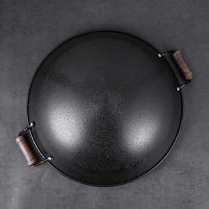 Grand <span class=keywords><strong>Wok</strong></span> en fer à deux oreilles, marmite en fer à fond rond, cuisine commerciale, antiadhésif, Non revêtu, vente en gros - Product Image 3