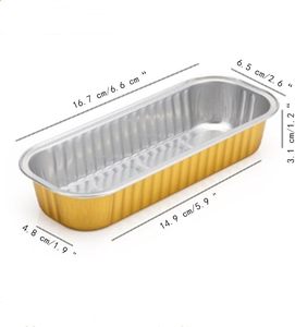 200ml Gold Rectangular Bread Tray Disposable Cake Packaging Foil Container Aluminium Foil Baking Loaf Bread <b>Pans</b> With Clear <b>Lid</b> - Product Image 3