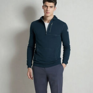 Pull en laine mérinos uni pour <span class=keywords><strong>homme</strong></span>, col zippé 1/4, <span class=keywords><strong>thermique</strong></span>, respirant, couche <span class=keywords><strong>de</strong></span> base, manches longues, style tendance - Product Image 1