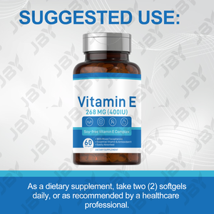 כמוסות קומפלקס ויטמין E של JBY 268 מיליגרם (400 IU) <span class=keywords><strong>D</strong></span>-אלפא, כמוסות רכות טבעיות, תמיכה יומית ליופי, תוסף תזונה לנשים בוגרות, OEM - Product Image 2