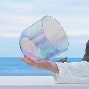 ÉXITO Aurora Colorido Transparente Alquimia Cristal Sonido Cuenco Claro Bol Chantant Avec Poigne Lumire Cosmique - Product Image 4