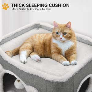 3層キャットハウス、屋内猫用キャットベッド、高速道路の洞窟付きモダンなキャットコンドー、スクラッチ & かゆみポスト、クライミングスタンド - Product Image 4
