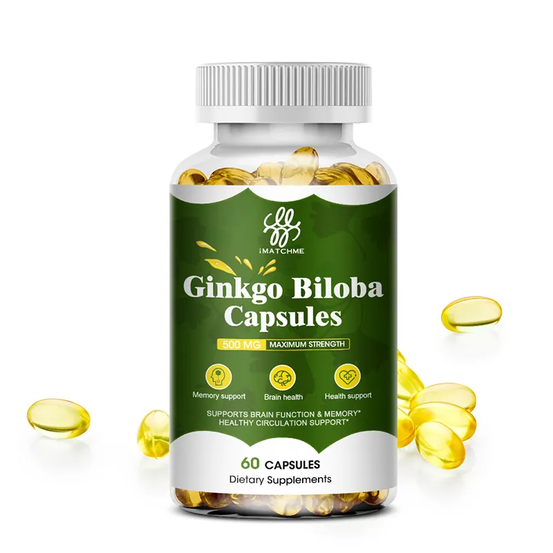 60pcs Regulation of Blood System Ginkgo Biloba Softgel Capsules Anti-arrhythmic and Anti-platelet Dietary Supplements