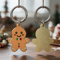 Porte-clés émaillé Bonhomme en pain d'épices couleur or avec dos pailleté, porte-clés métallique personnalisé, cadeau de Noël, lot de cadeaux pour fêtes
