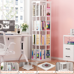 ชั้นวางหนังสือ MDF หมุนได้ 360 องศา แบบตั้งพื้น พกพาสะดวก สำหรับบ้าน/ออฟฟิศ พื้นที่แคบ 5 ชั้น - Product Image 5