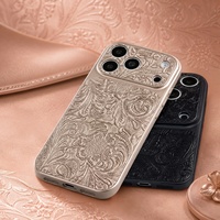 Coque de téléphone gaufrée en similicuir floral antichoc pour iPhone