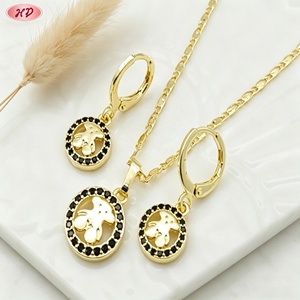 Oro Bijouterie - Conjuntos de pendientes y collares de circonita chapados en oro de 18 quilates con diseño de oso y lazo, estilo vintage - Product Image 2
